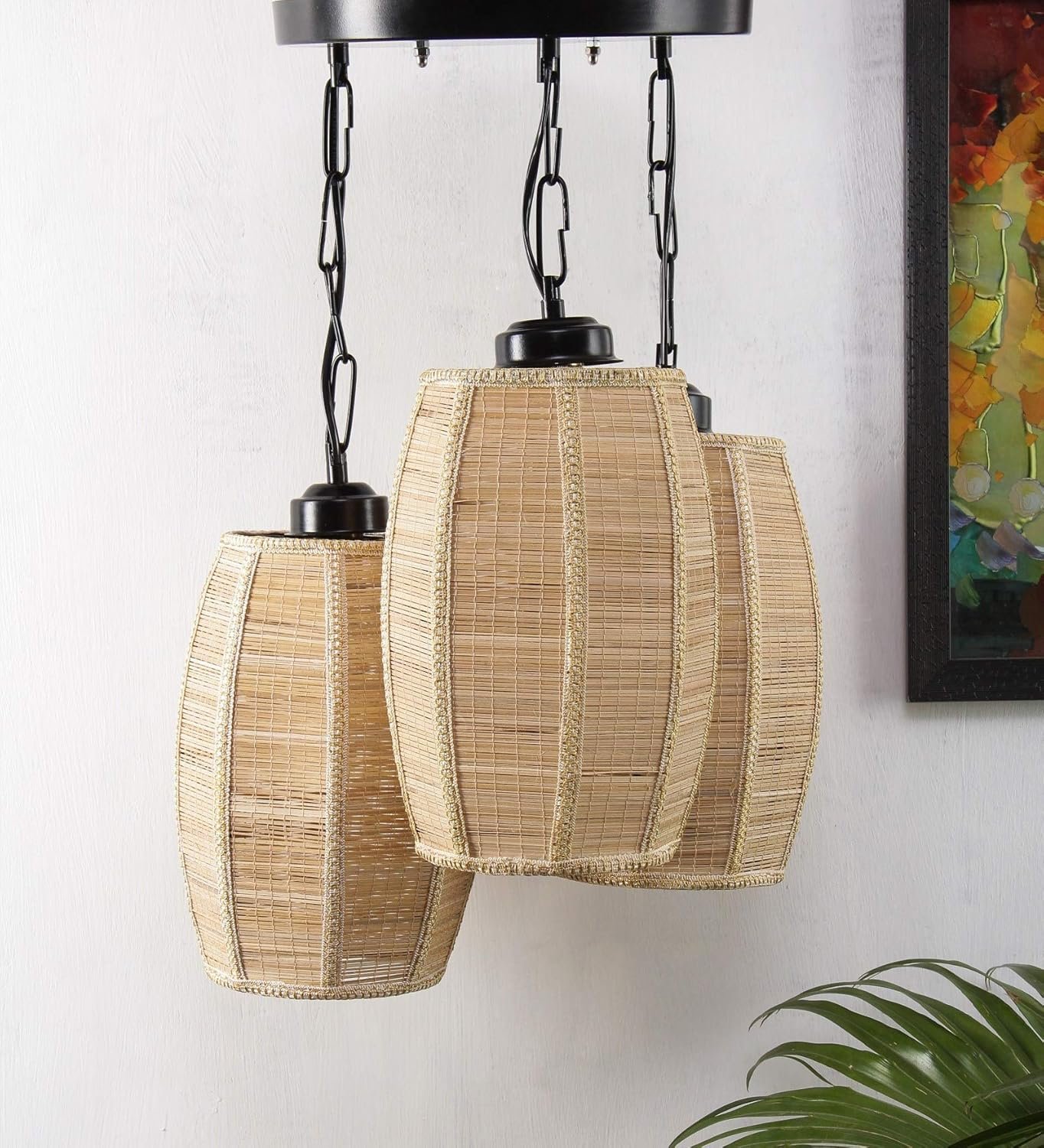 Triple Dholak Bamboo Hanging/Pendant (Natural Bamboo)