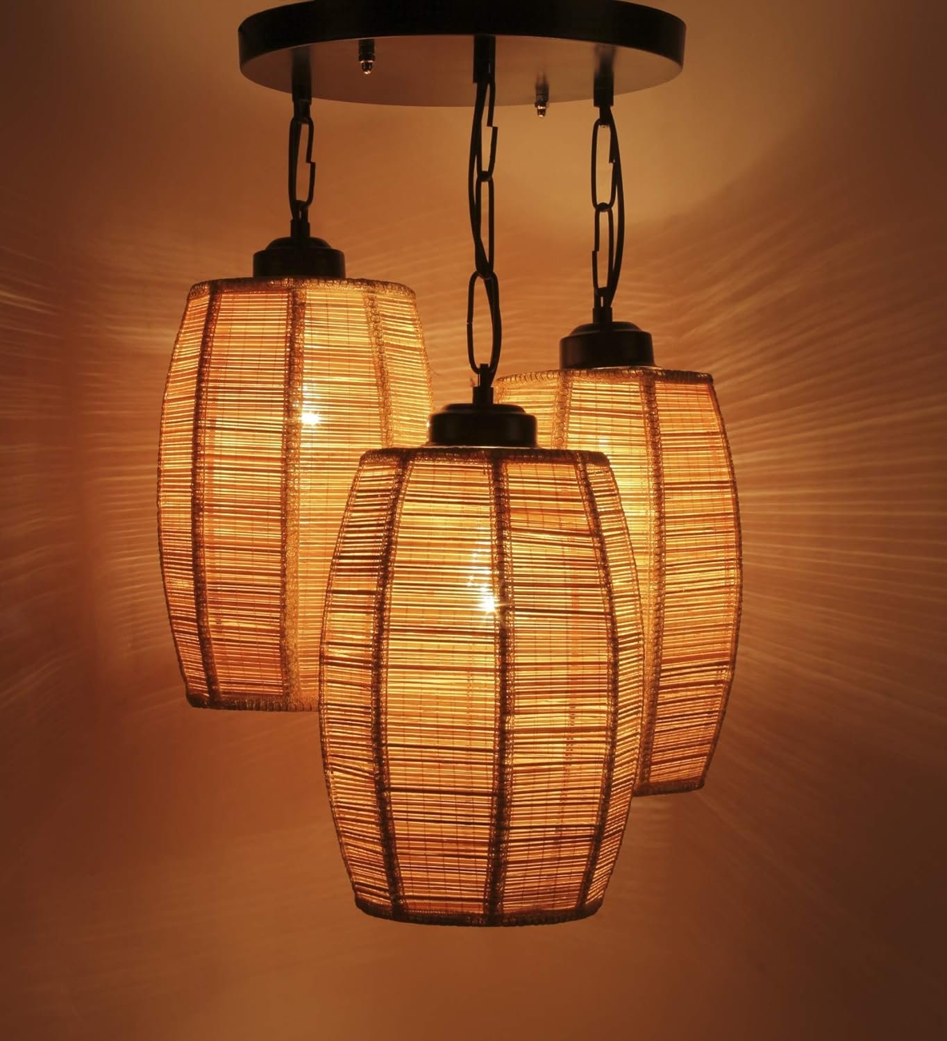 Triple Dholak Bamboo Hanging/Pendant (Natural Bamboo)