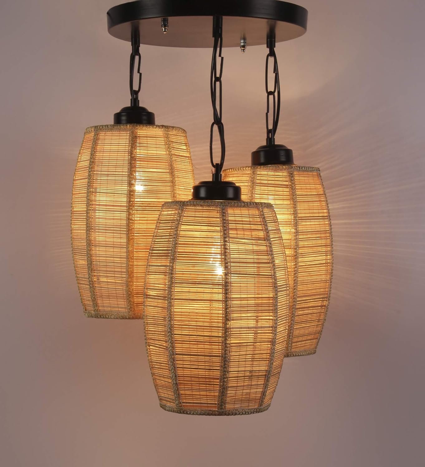 Triple Dholak Bamboo Hanging/Pendant (Natural Bamboo)