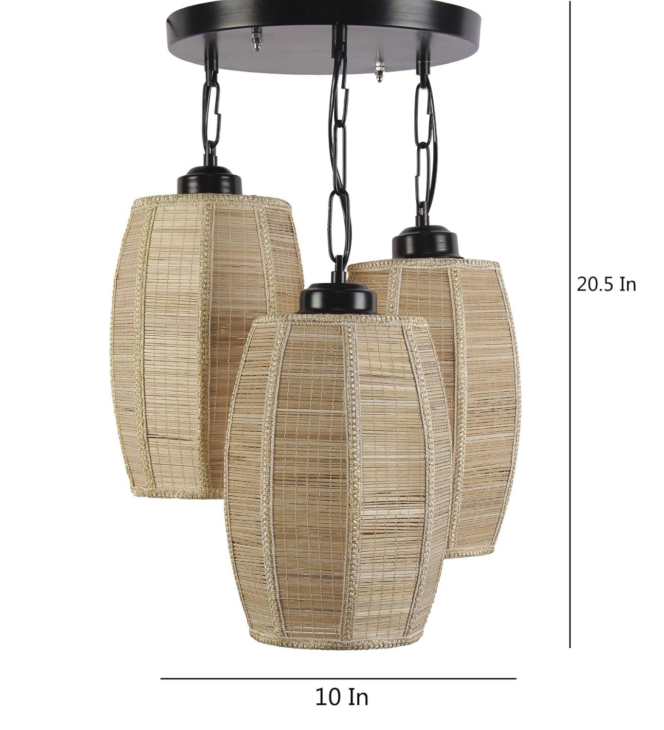 Triple Dholak Bamboo Hanging/Pendant (Natural Bamboo)