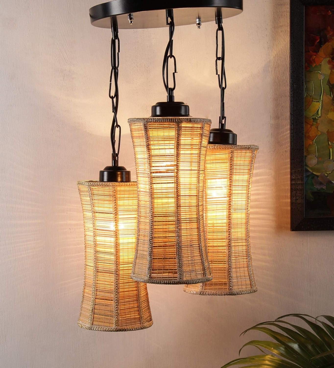 Triple Damroo Bamboo Hanging/Pendant (Natural Bamboo)