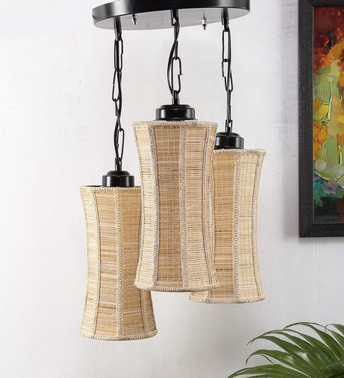 Triple Damroo Bamboo Hanging/Pendant (Natural Bamboo)