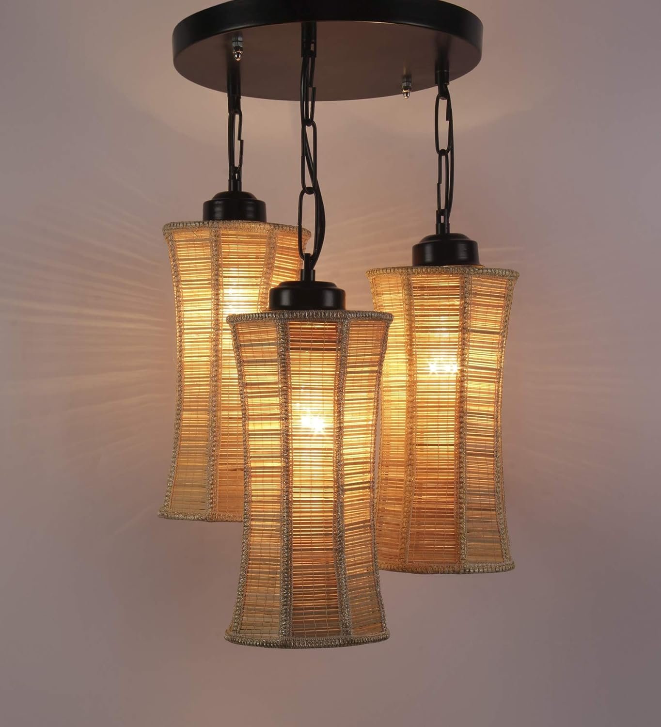 Triple Damroo Bamboo Hanging/Pendant (Natural Bamboo)