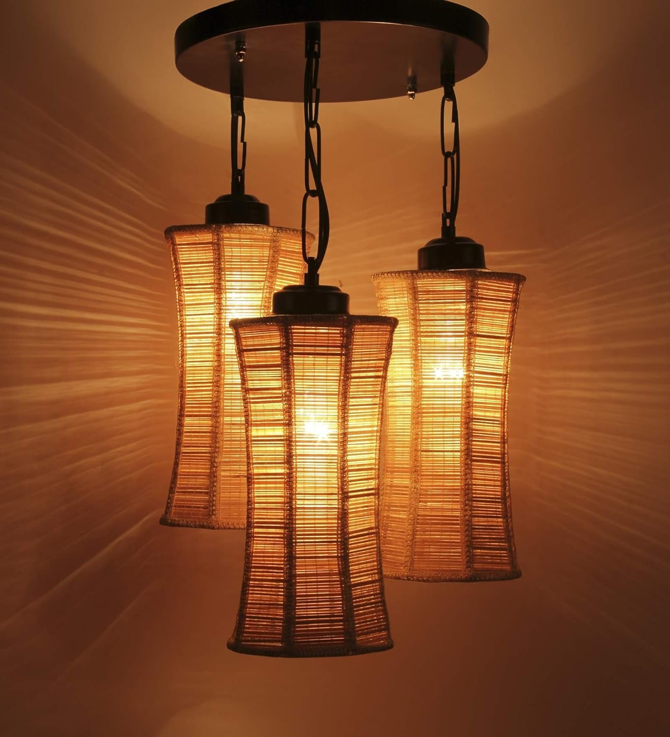 Triple Damroo Bamboo Hanging/Pendant (Natural Bamboo)