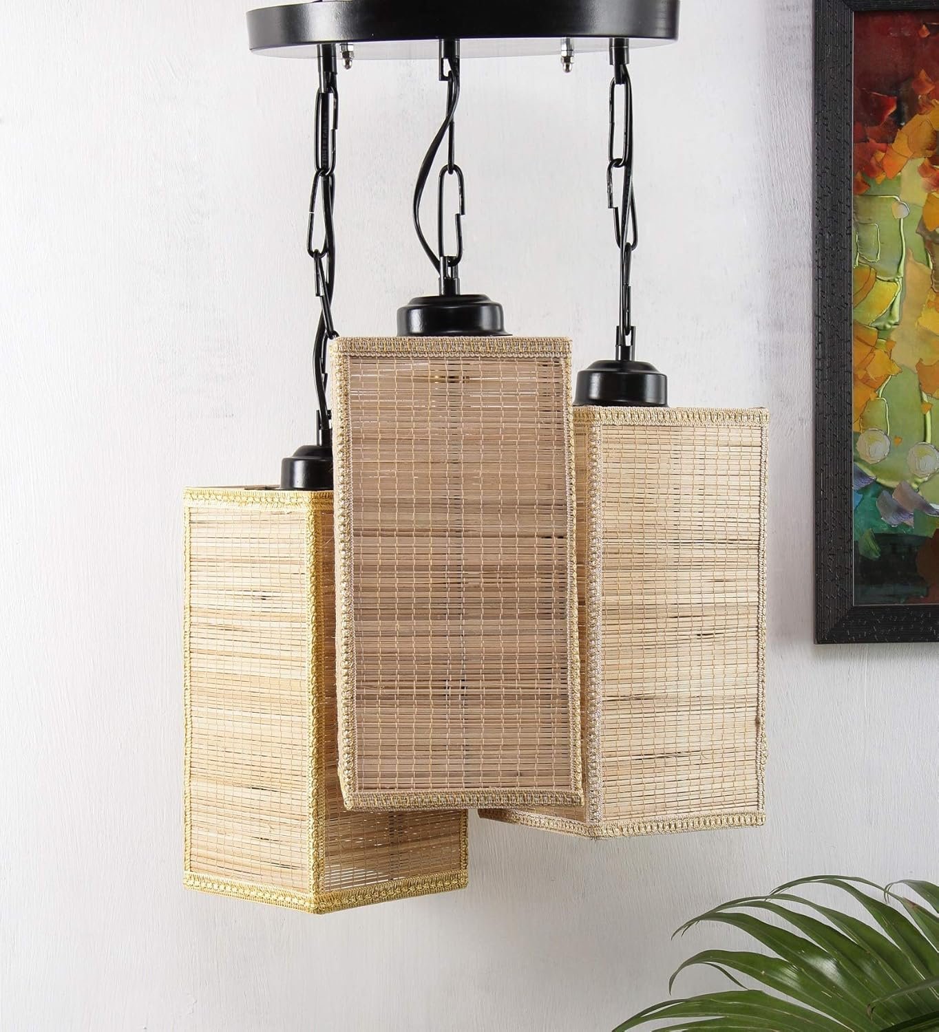 Triple Square Bamboo Hanging/Pendant (Natural Bamboo)