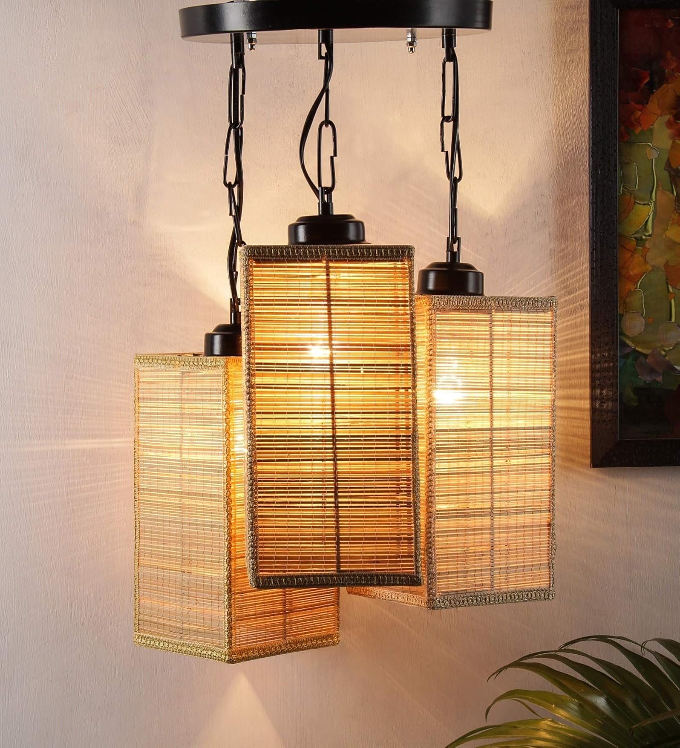 Triple Square Bamboo Hanging/Pendant (Natural Bamboo)