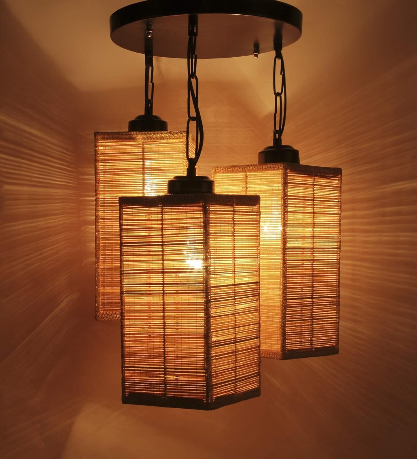 Triple Square Bamboo Hanging/Pendant (Natural Bamboo)