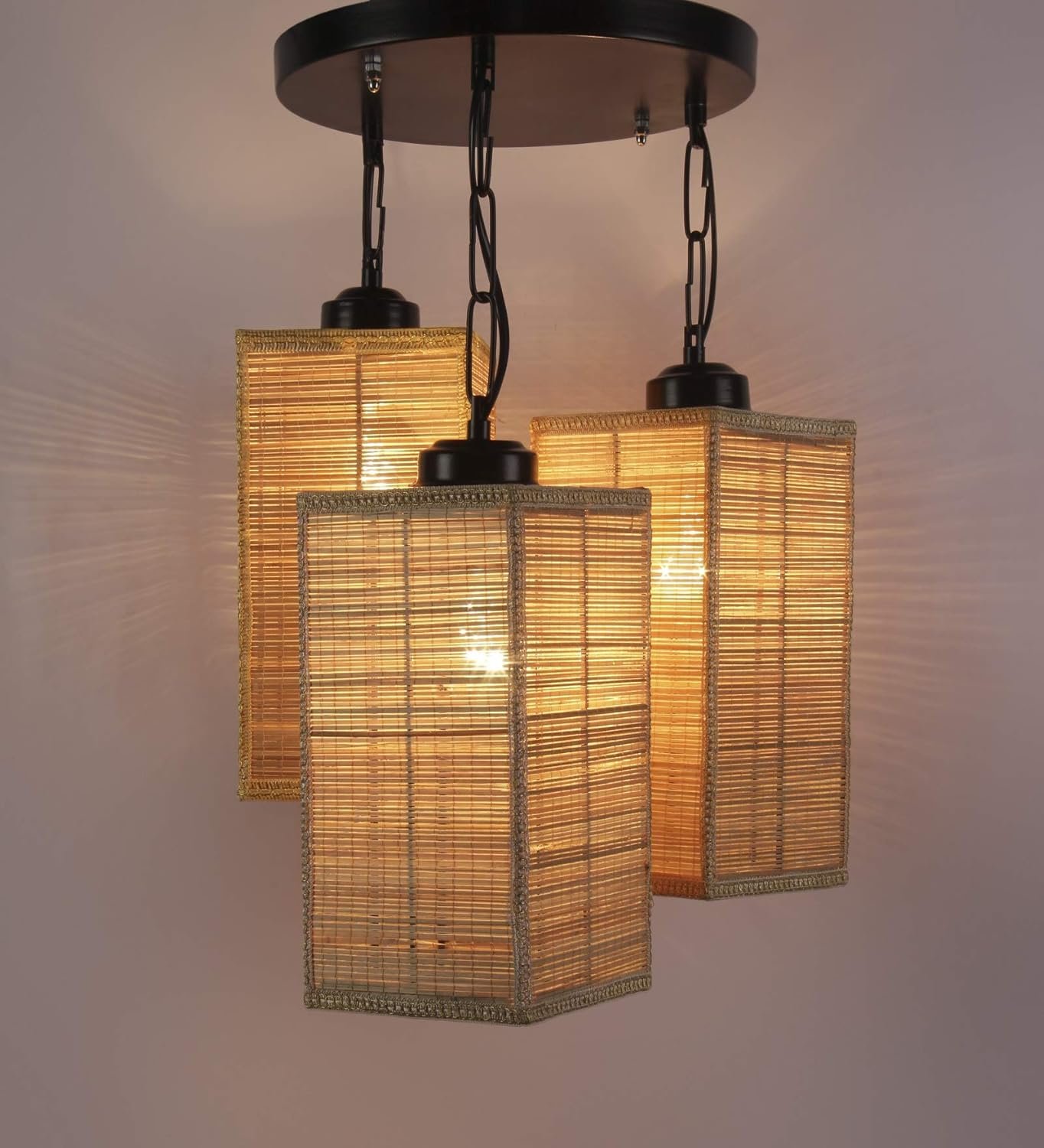 Triple Square Bamboo Hanging/Pendant (Natural Bamboo)