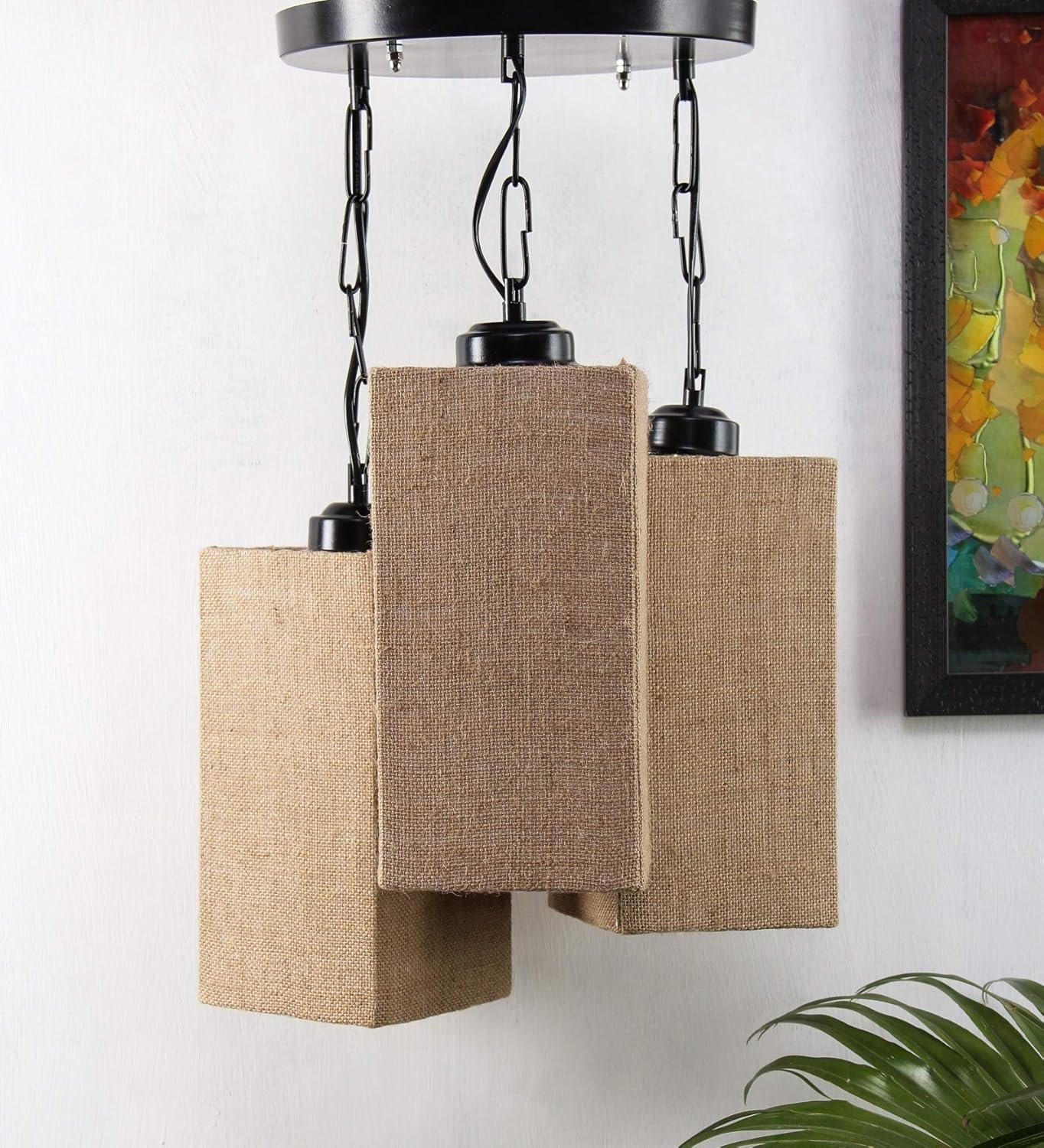 Triple Square Jute Hanging/Pendant (Jute Beige)