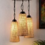 Triple Conical Jute Multicolor Hanging/Pendant (Beige Jute)