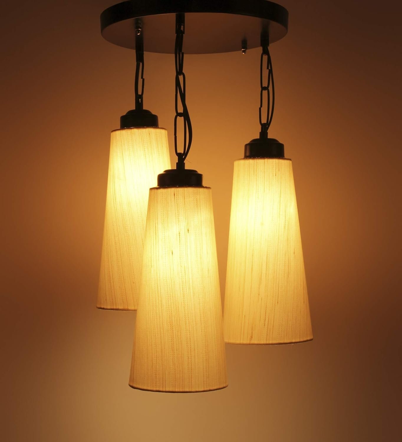 Triple ConicalOff White Cotton Hanging/Pendant (Off White,Cotton)