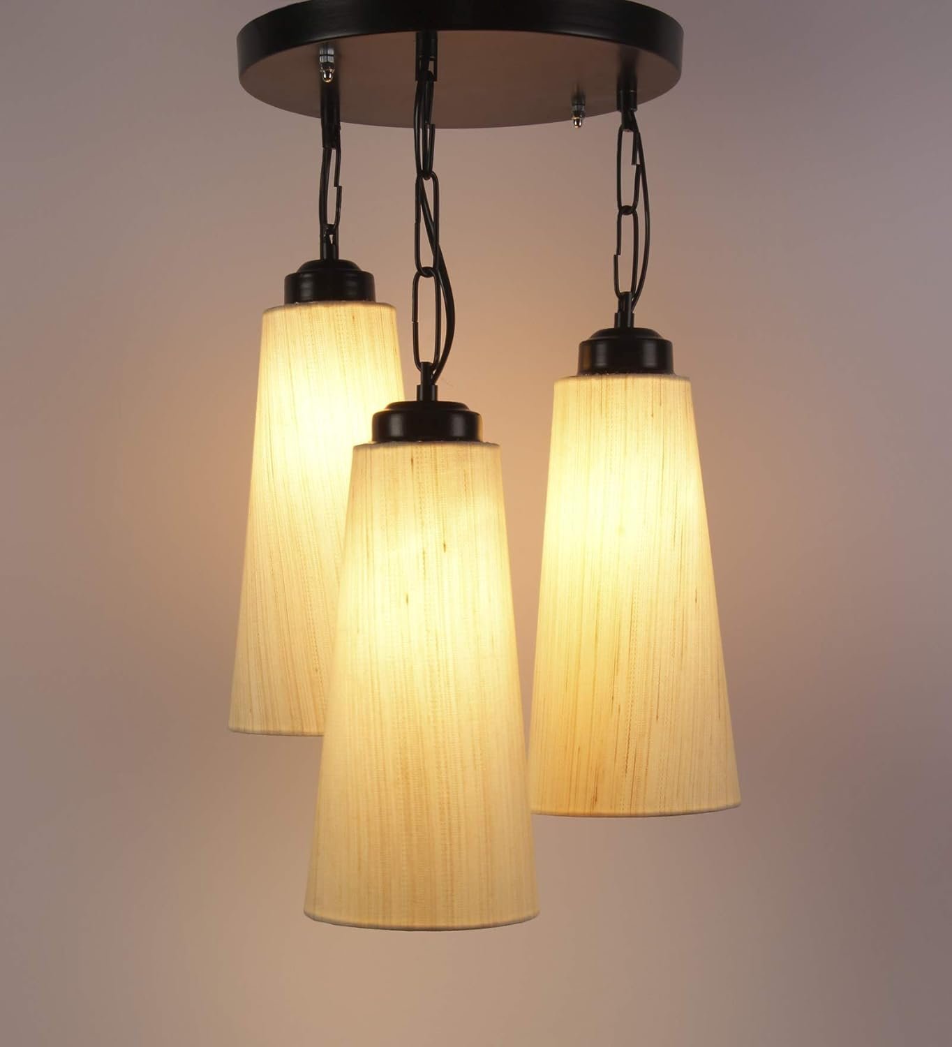 Triple ConicalOff White Cotton Hanging/Pendant (Off White,Cotton)