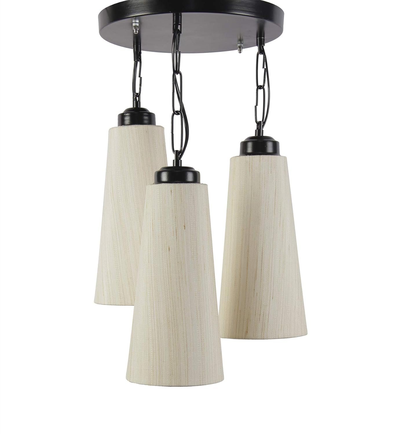 Triple ConicalOff White Cotton Hanging/Pendant (Off White,Cotton)