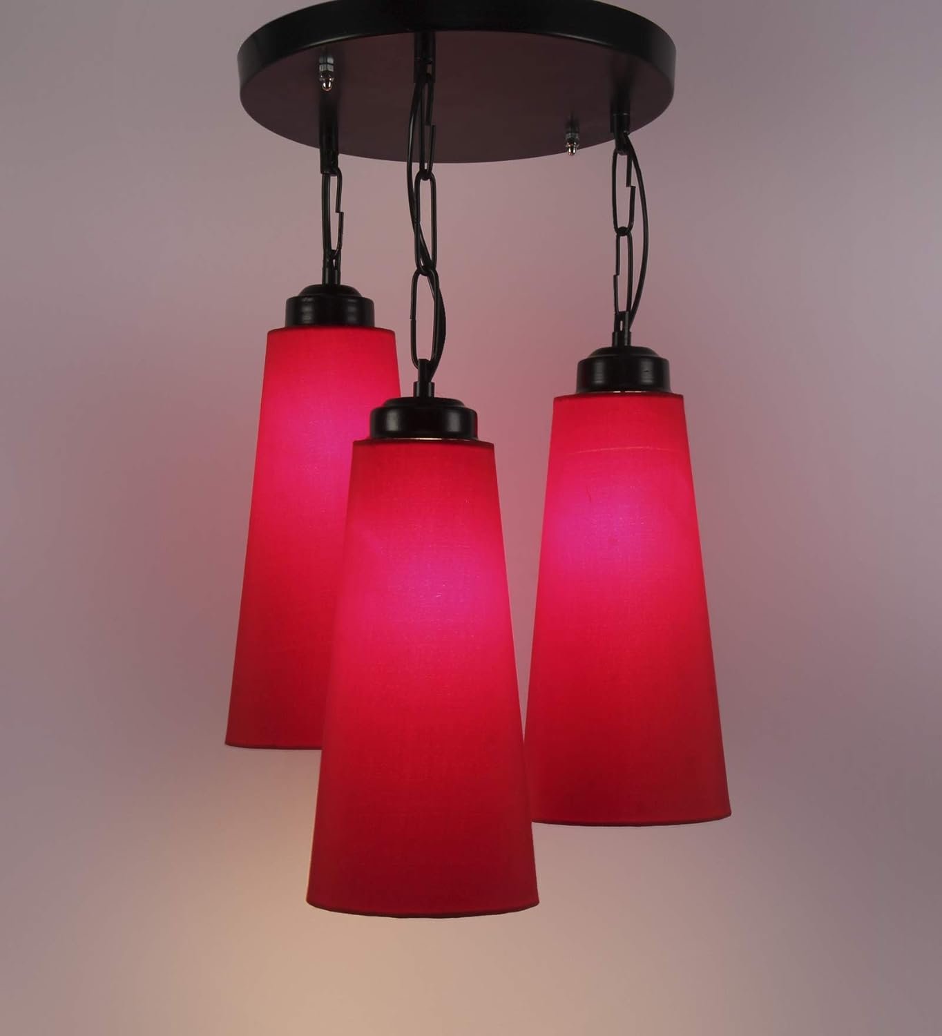 Triple Conical Red Cotton Hanging/Pendant (Red,Cotton)