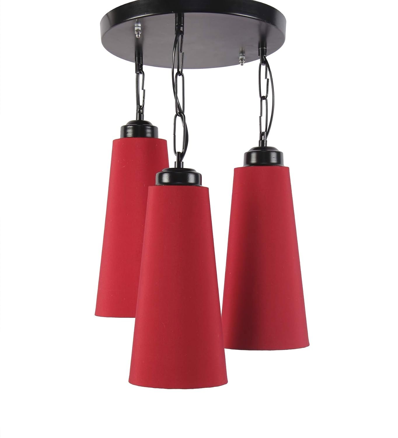 Triple Conical Red Cotton Hanging/Pendant (Red,Cotton)