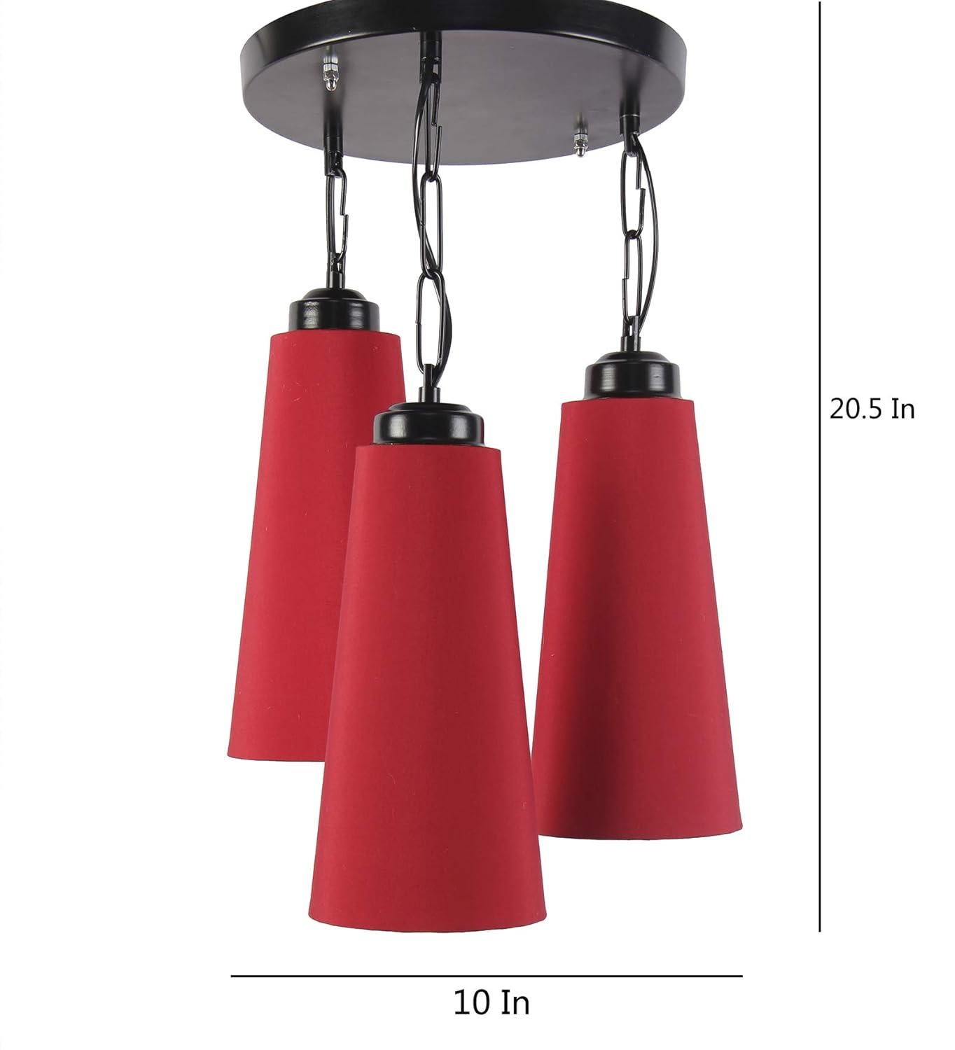Triple Conical Red Cotton Hanging/Pendant (Red,Cotton)