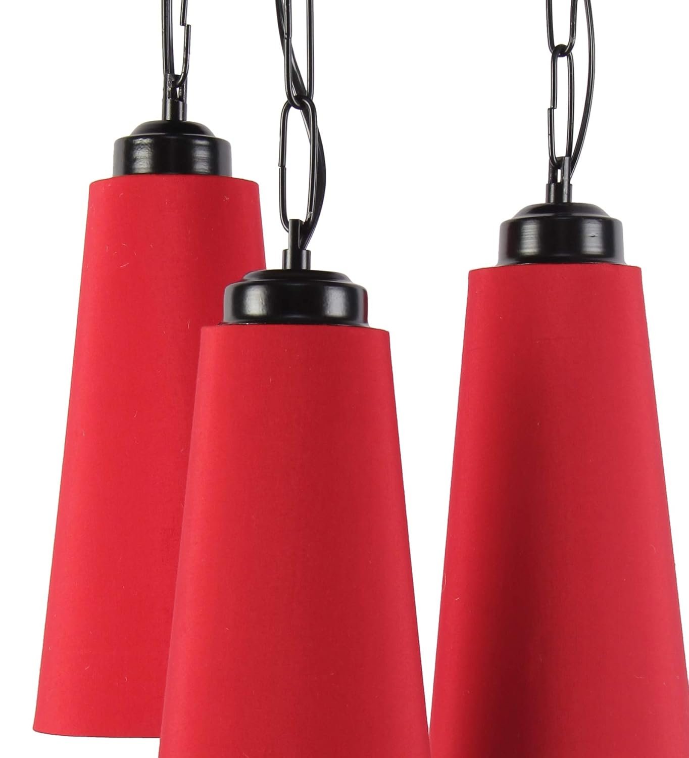 Triple Conical Red Cotton Hanging/Pendant (Red,Cotton)