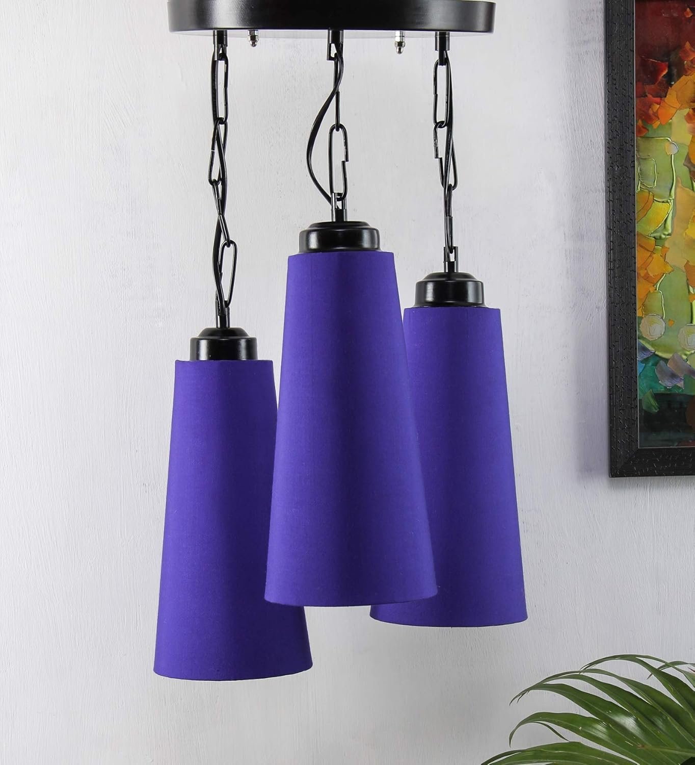 Triple Conical Cotton Blue Hanging/Pendant (Blue Cotton)
