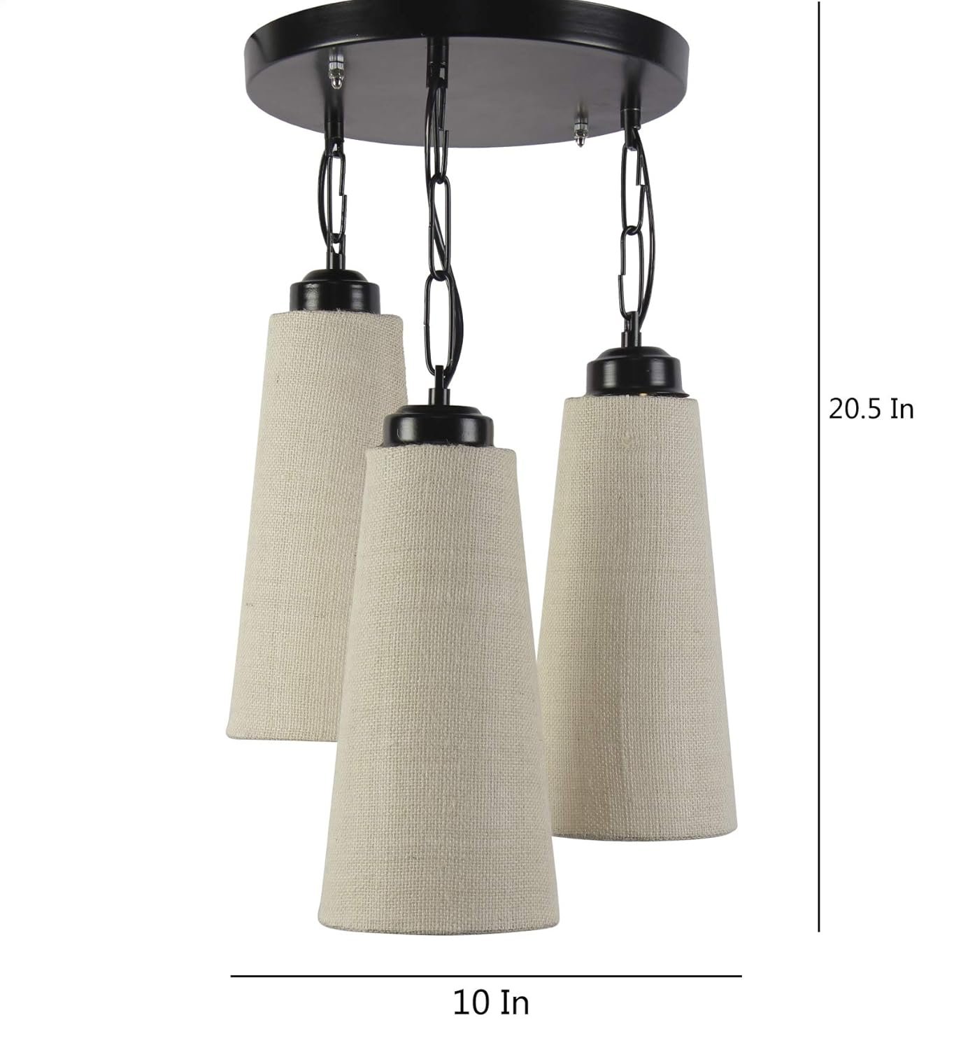 Triple Conical Off White Jute Hanging/Pendant (Off White,Jute)