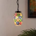 Multicolor Mosiac Glass Hanging Lamp (Multicolor,Single)