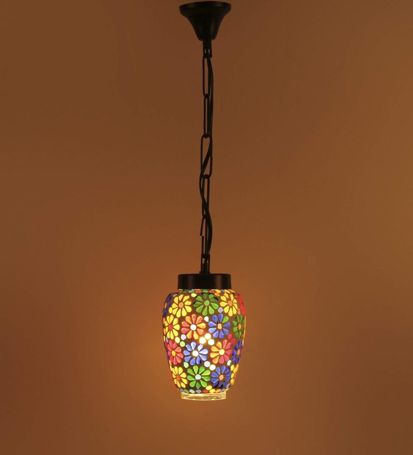 Multicolor Mosiac Glass Hanging Lamp (Multicolor,Single)