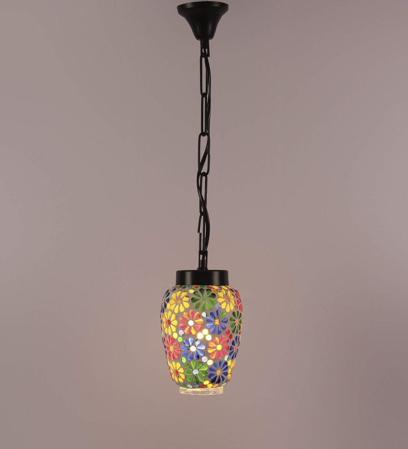 Multicolor Mosiac Glass Hanging Lamp (Multicolor,Single)