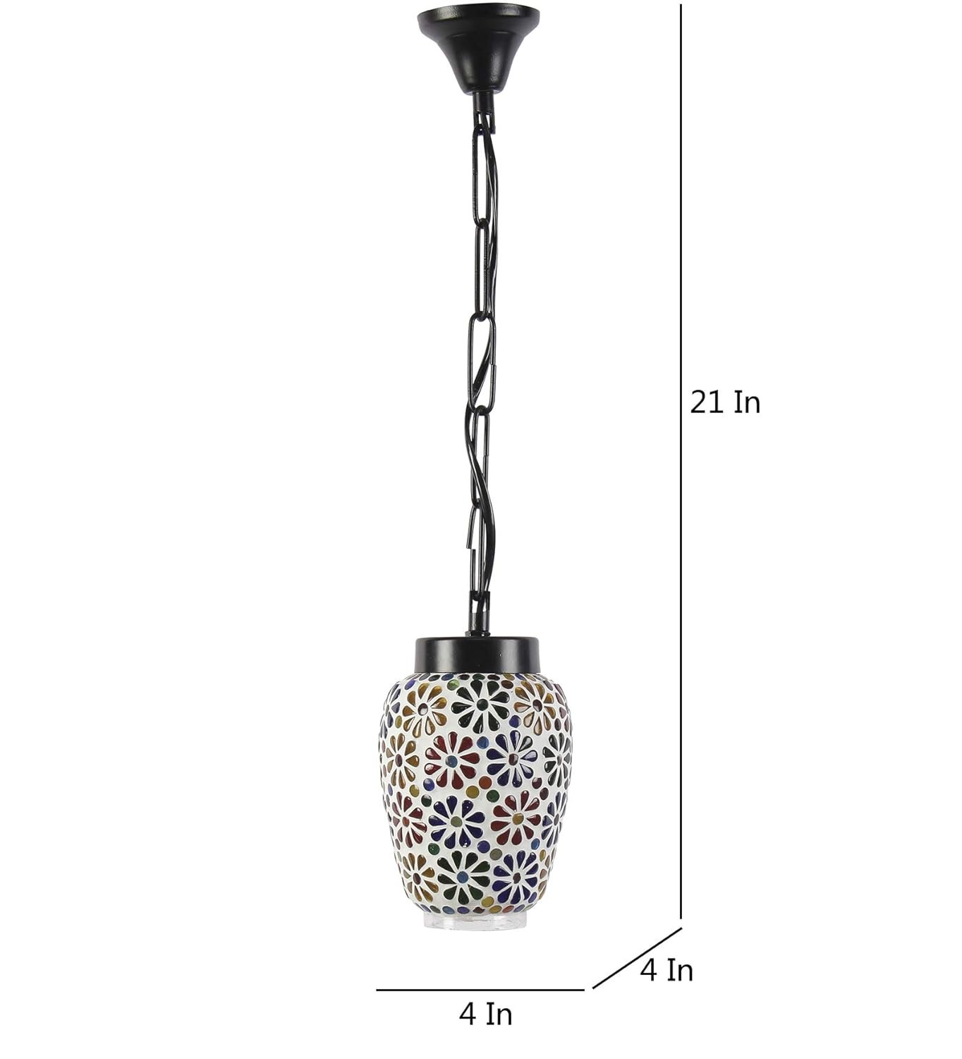Multicolor Mosiac Glass Hanging Lamp (Multicolor,Single)