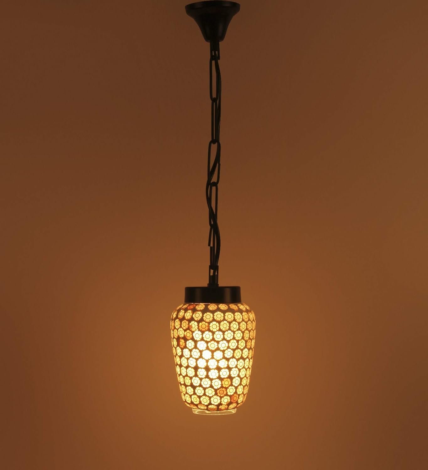 Multicolor Mosiac Glass Hanging Lamp (Multicolor,Single)