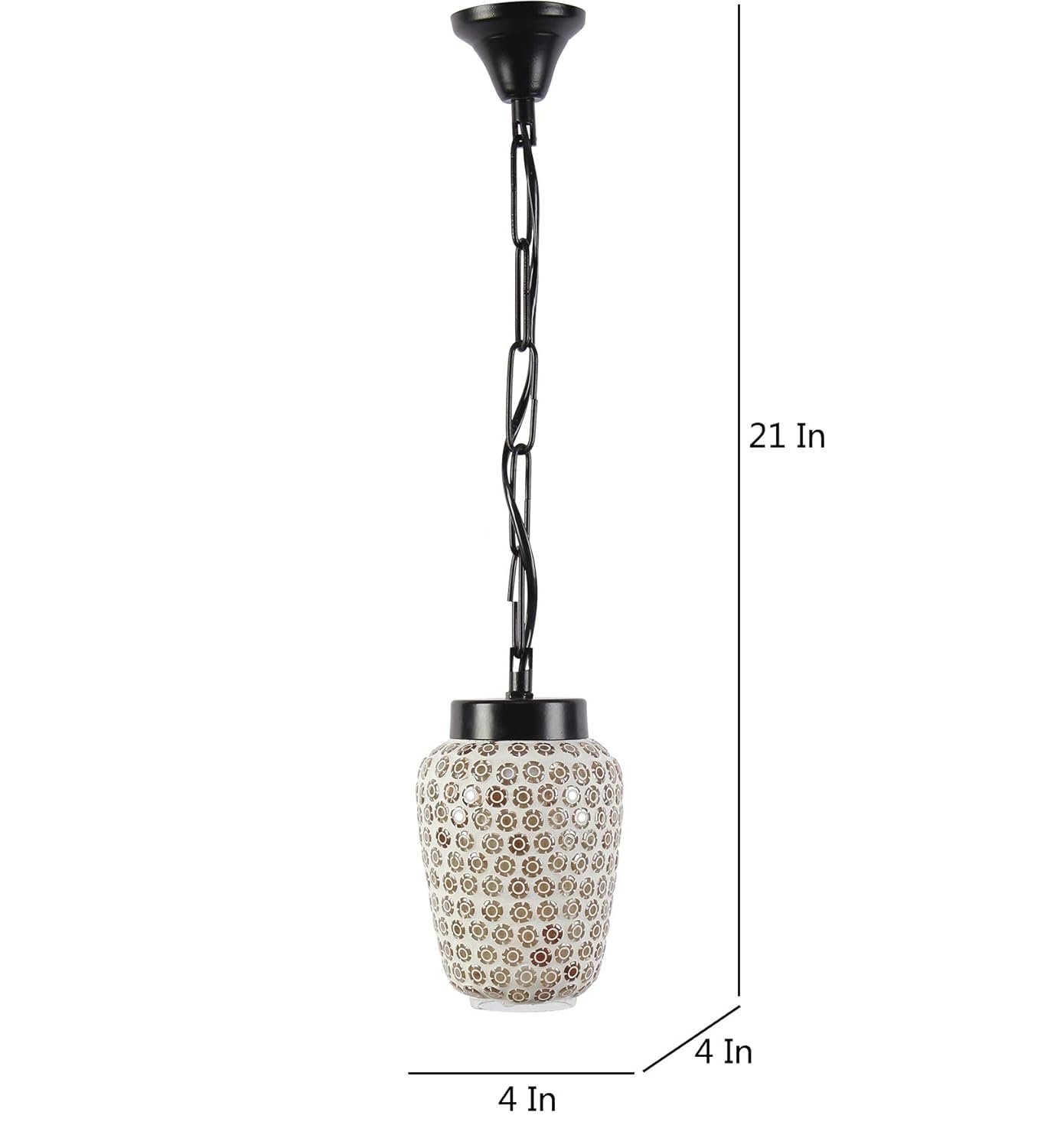 Multicolor Mosiac Glass Hanging Lamp (Multicolor,Single)