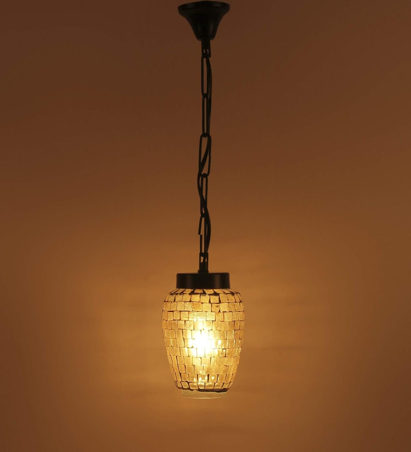 Multicolor Mosiac Glass Hanging Lamp (Multicolor,Single)