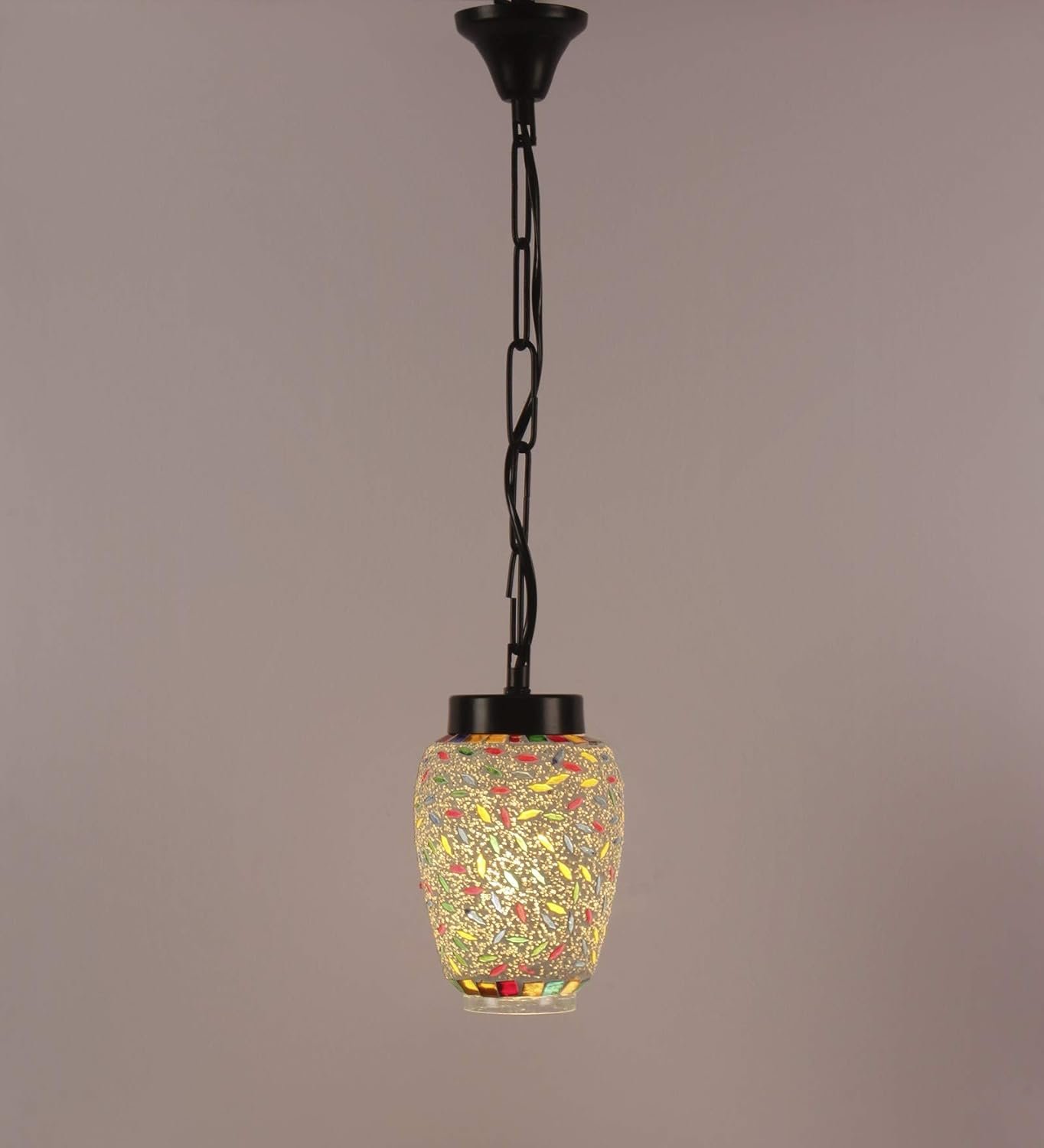 Multicolor Mosiac Glass Hanging Lamp (Multicolor,Single)