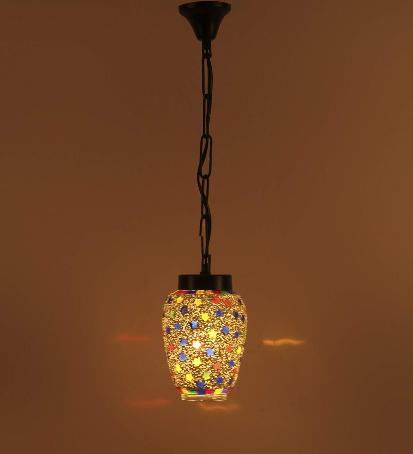 Multicolor Mosiac Glass Hanging Lamp (Multicolor,Single)