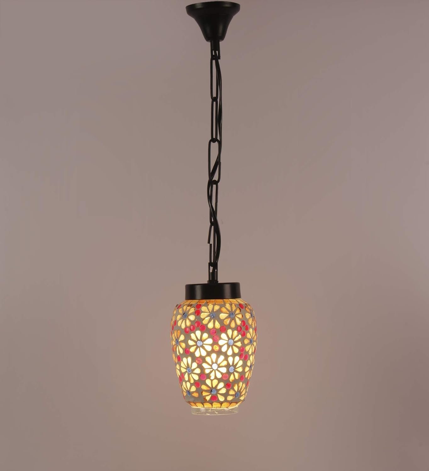 Multicolor Mosiac Glass Hanging Lamp (Multicolor,Single)