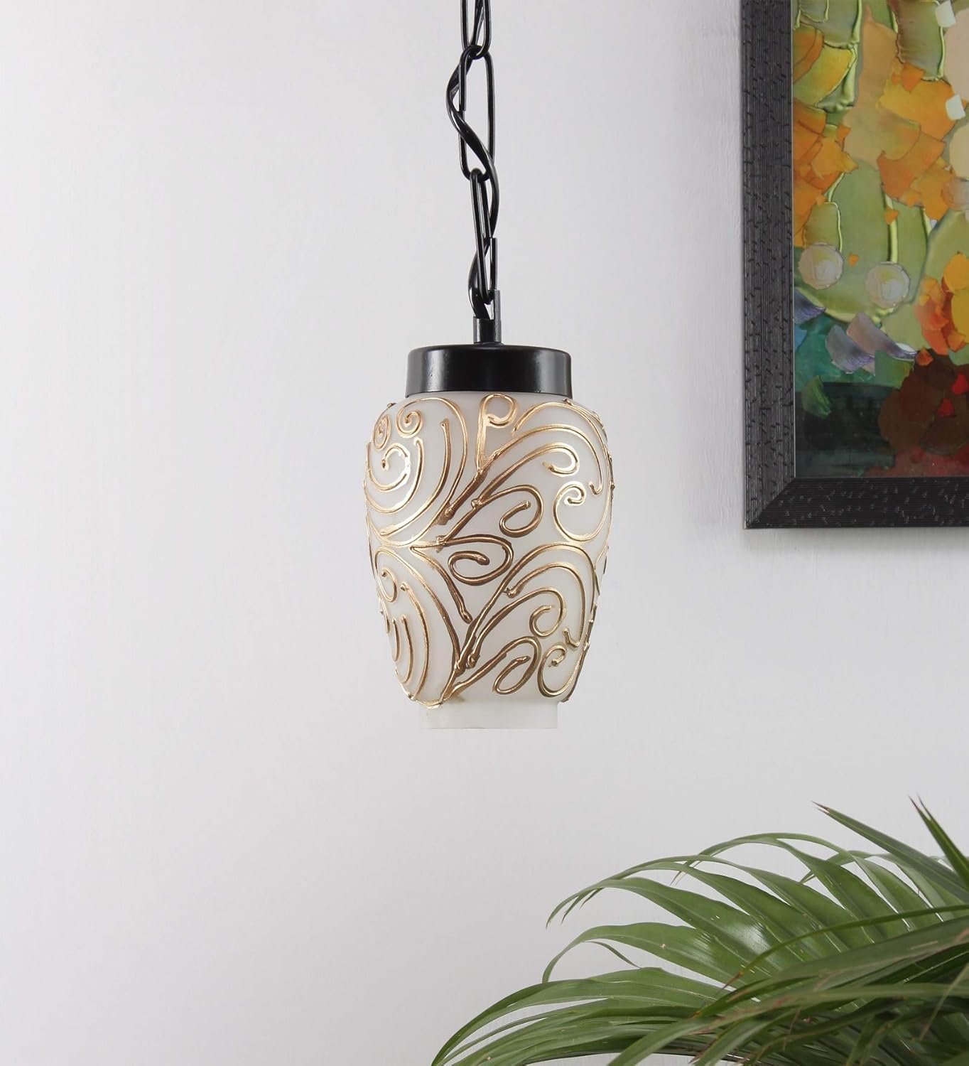 PHL39, Multicolor Mosiac Glass Hanging Lamp (Multicolor,Single)