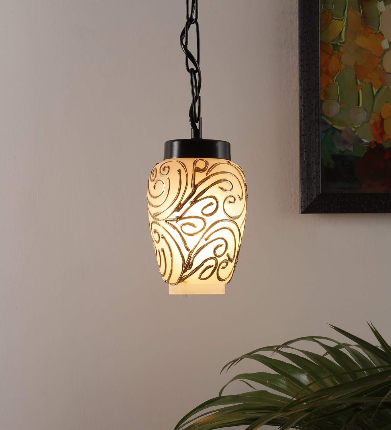 PHL39, Multicolor Mosiac Glass Hanging Lamp (Multicolor,Single)