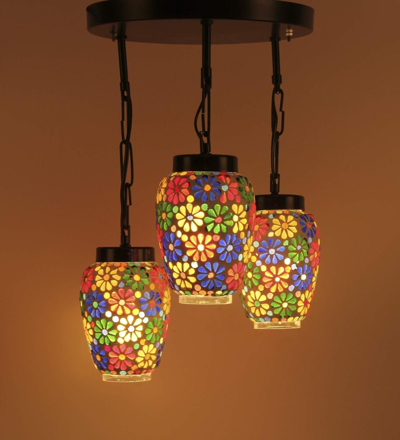 Multicolor Mosaic Glass Cluster Hanging Lamp (Multicolor)