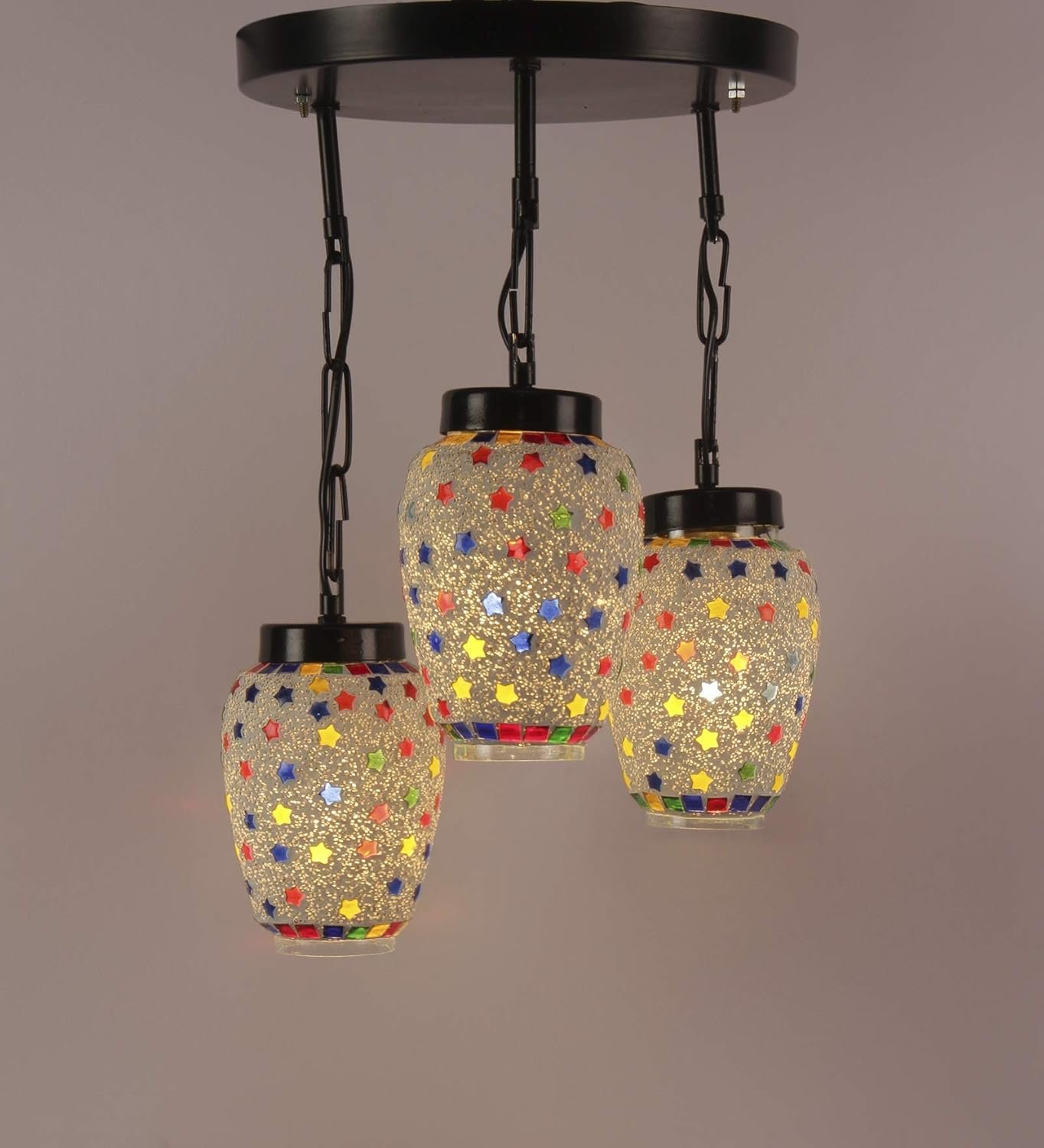 Multicolor Mosaic Glass Cluster Hanging Lamp (Multicolor)