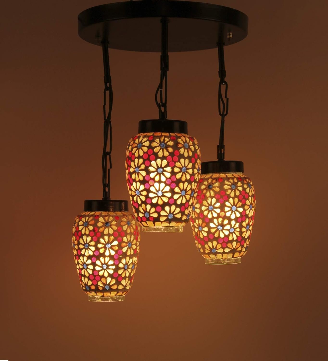 Multicolor Mosaic Glass Cluster Hanging Lamp (Multicolor)