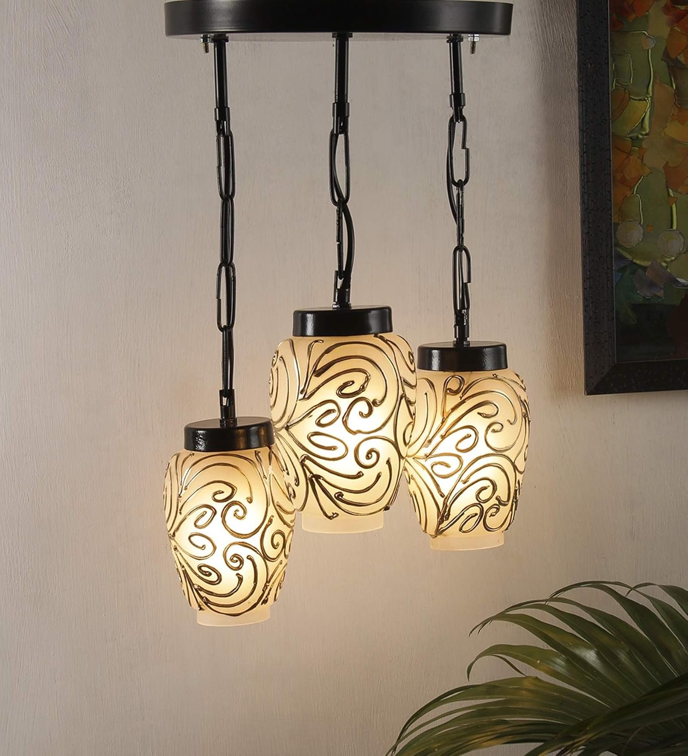 Multicolor Mosaic Glass Cluster Hanging Lamp (Multicolor)