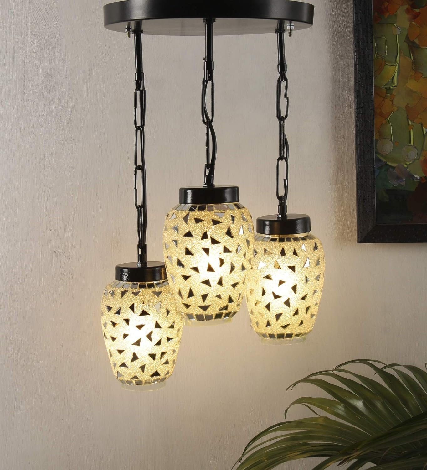 Multicolor Mosaic Glass Cluster Hanging Lamp (Multicolor)
