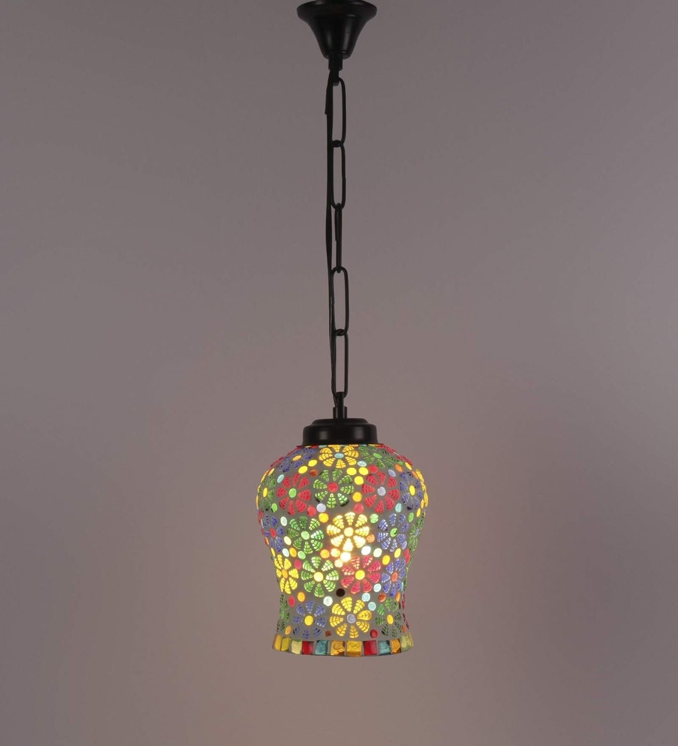 Multicolor Mosaic Glass Hanging Lamp (Glass,Medium)