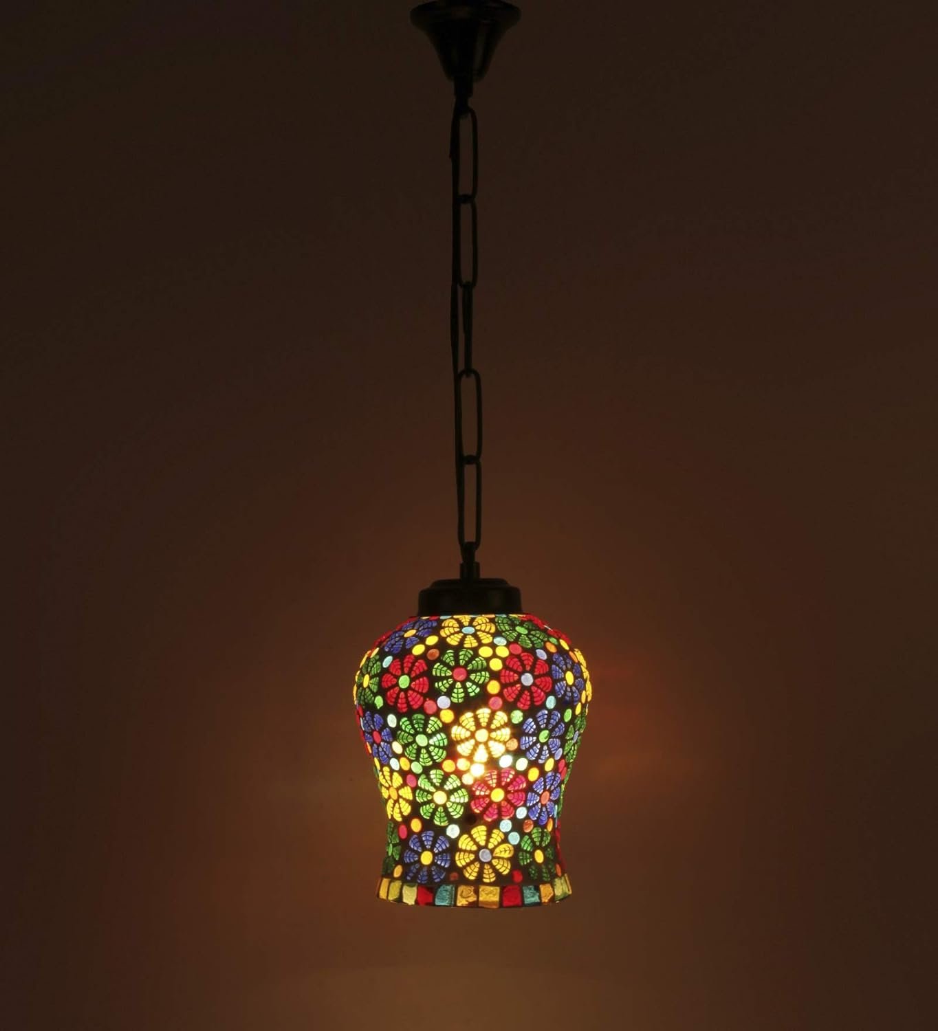 Multicolor Mosaic Glass Hanging Lamp (Glass,Medium)