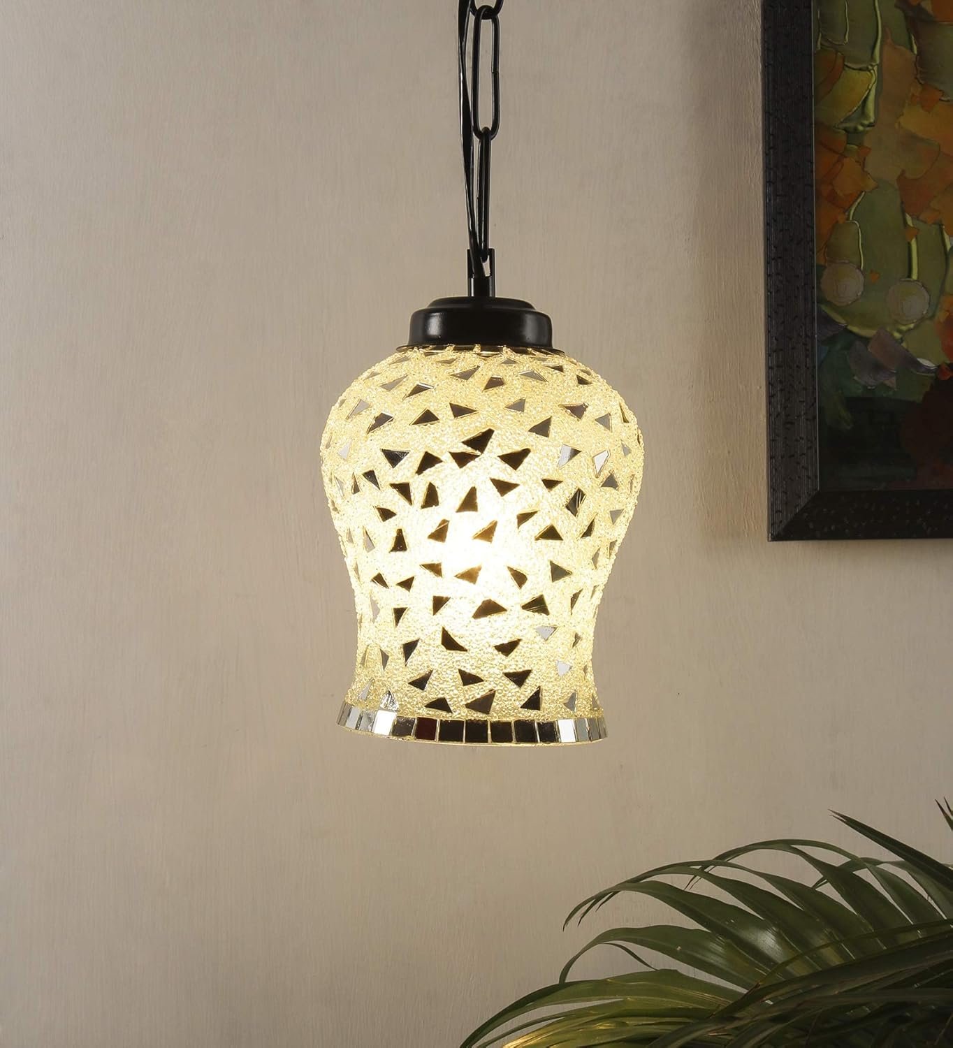 Multicolor Mosaic Glass Hanging Lamp (Glass,Medium)