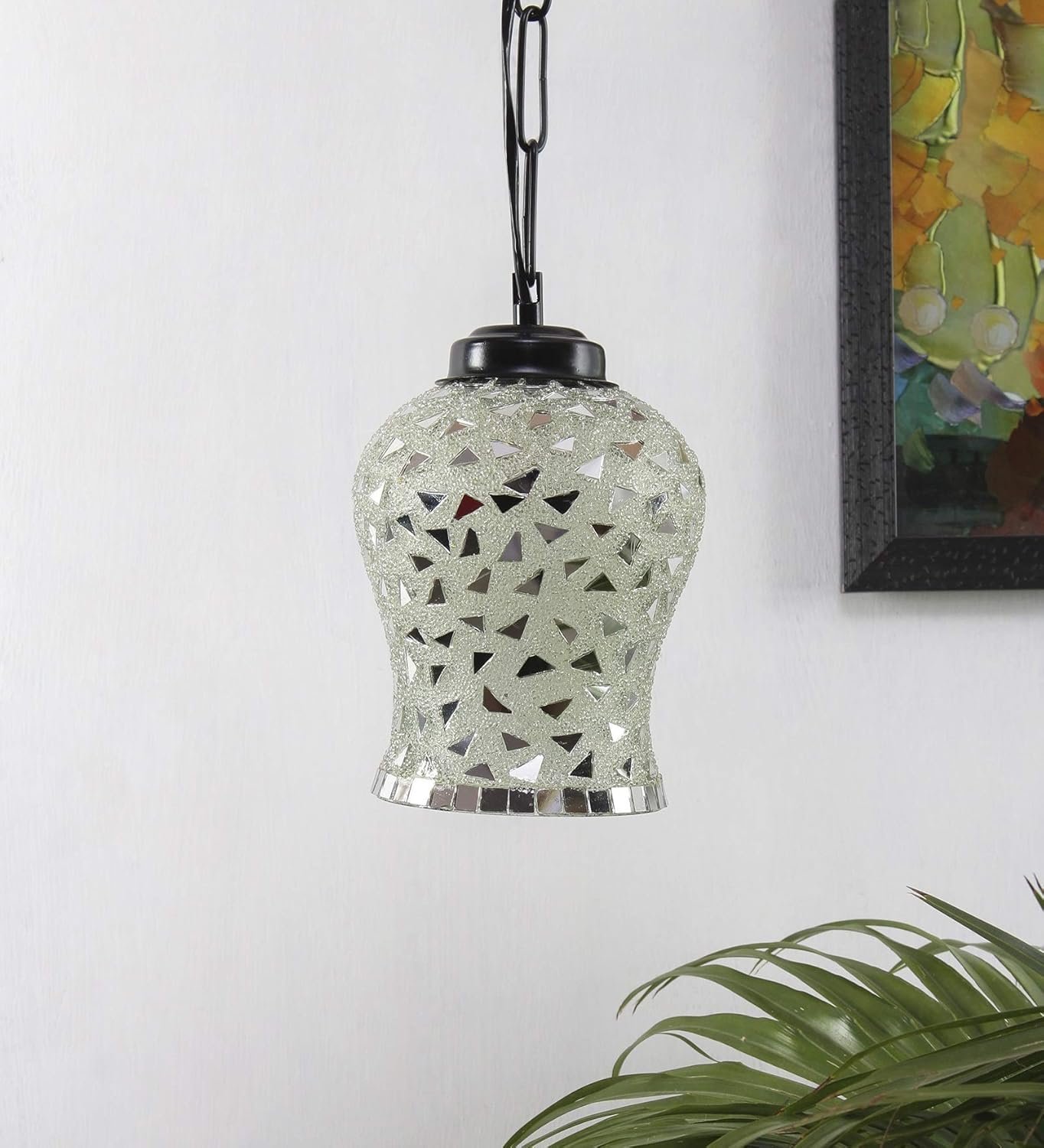 Multicolor Mosaic Glass Hanging Lamp (Glass,Medium)