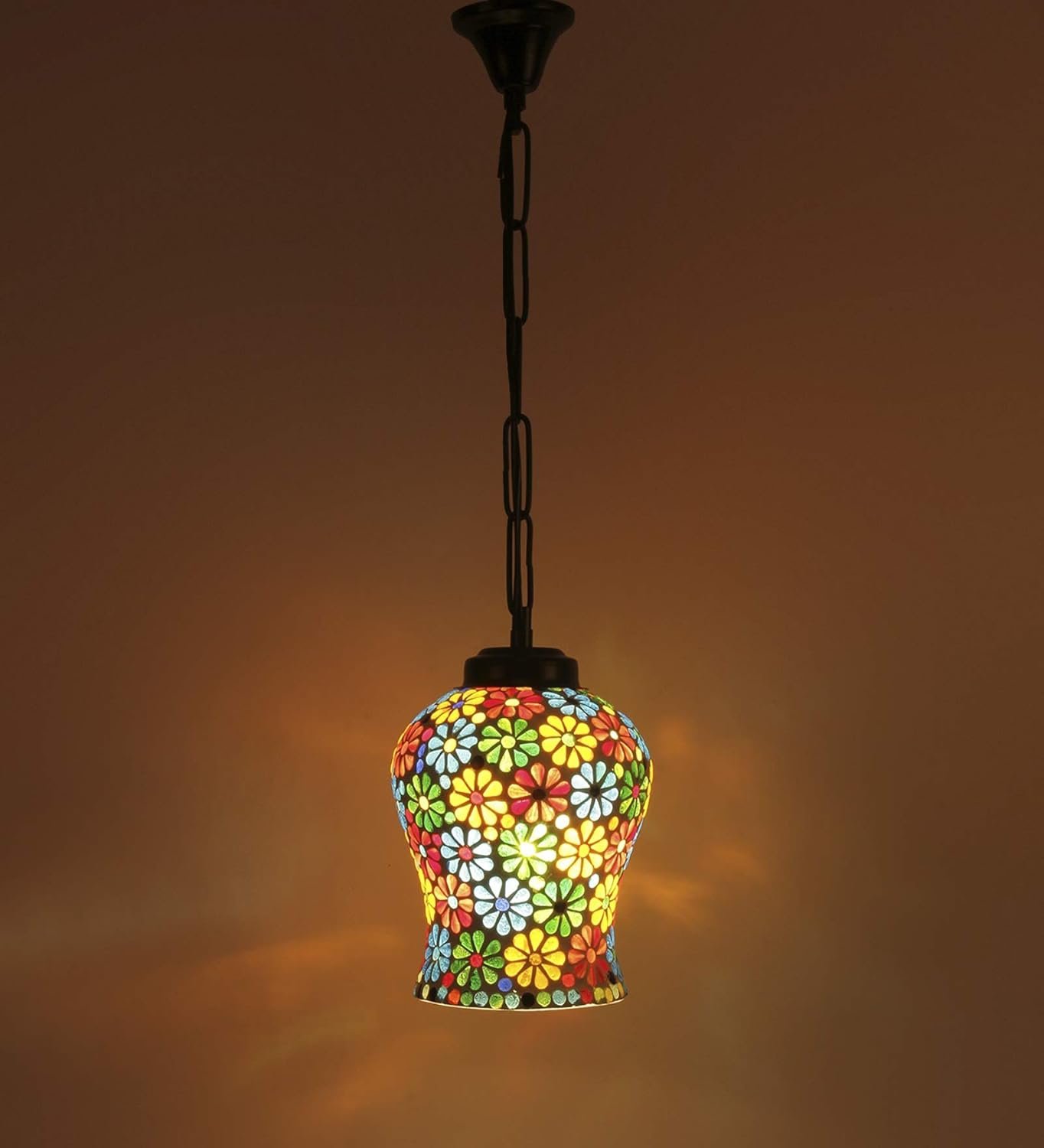Multicolor Mosaic Glass Hanging Lamp (Glass,Medium)