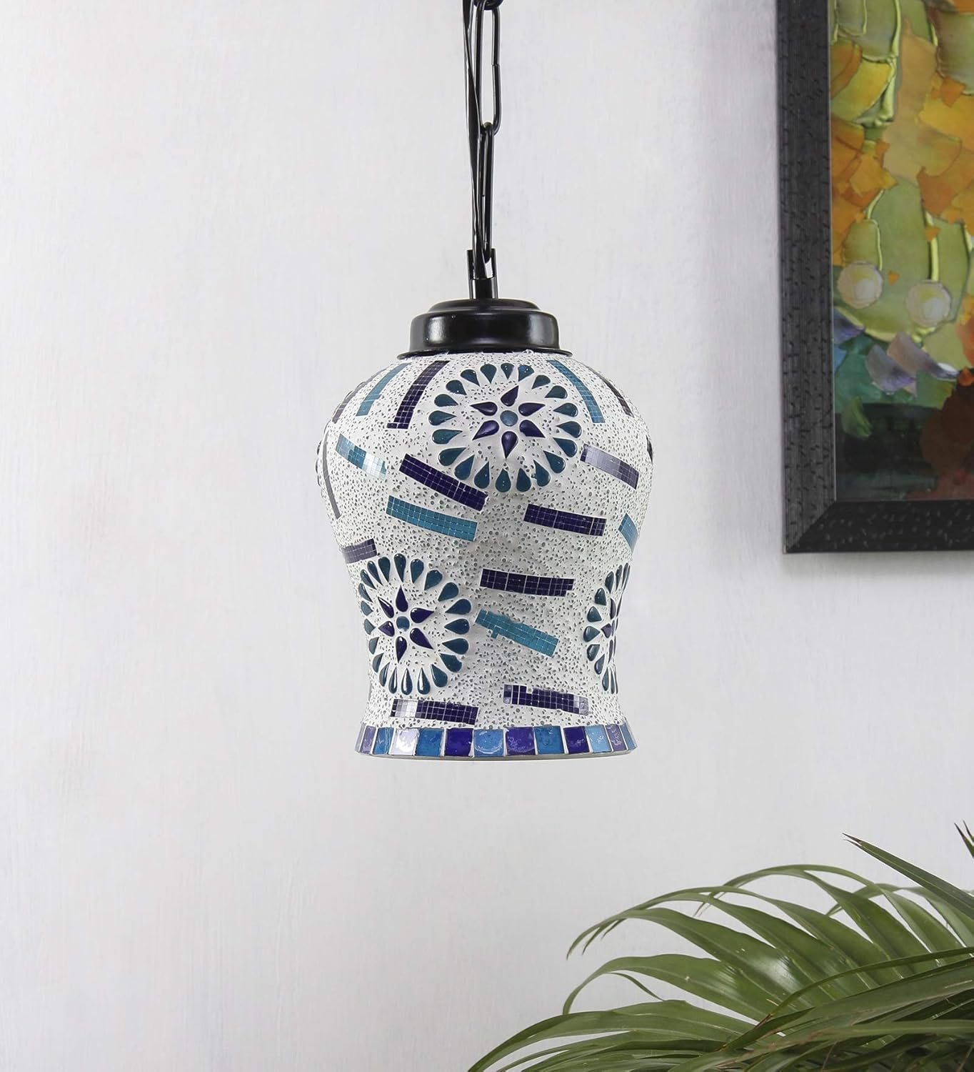 Multicolor Mosaic Glass Hanging Lamp (Glass,Medium)