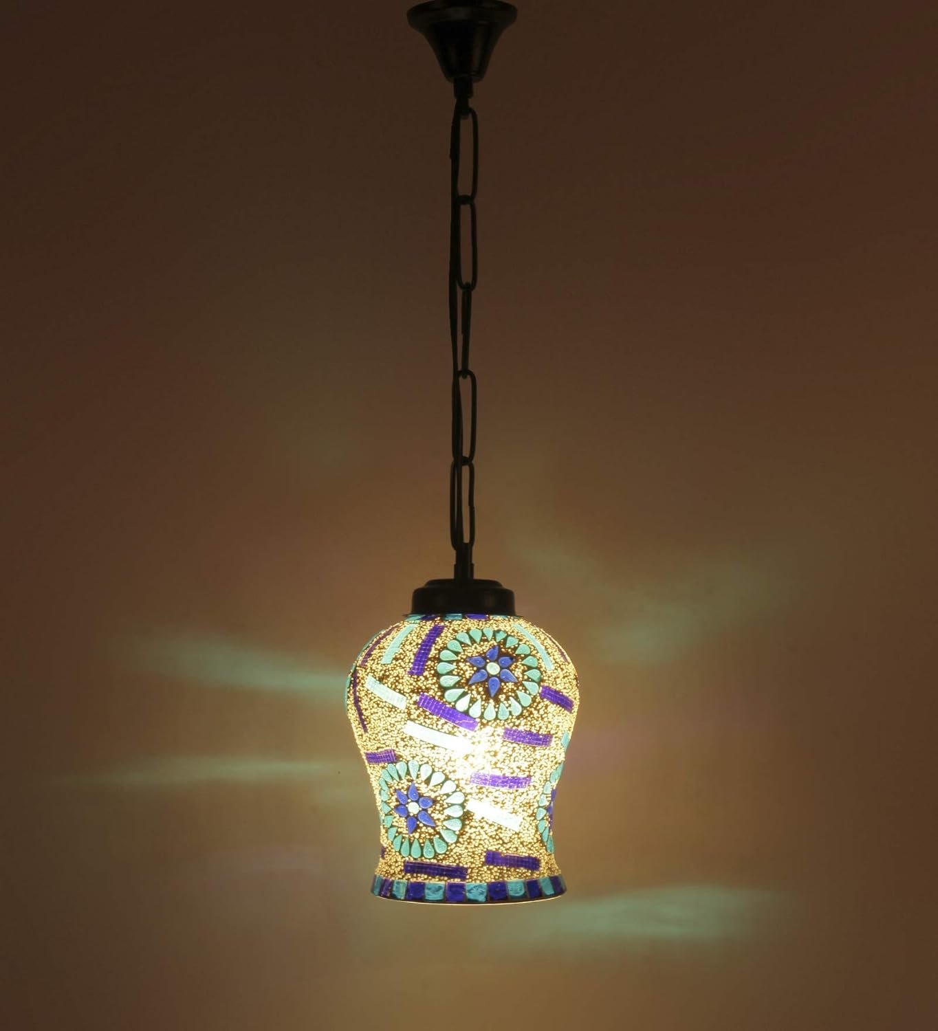 Multicolor Mosaic Glass Hanging Lamp (Glass,Medium)