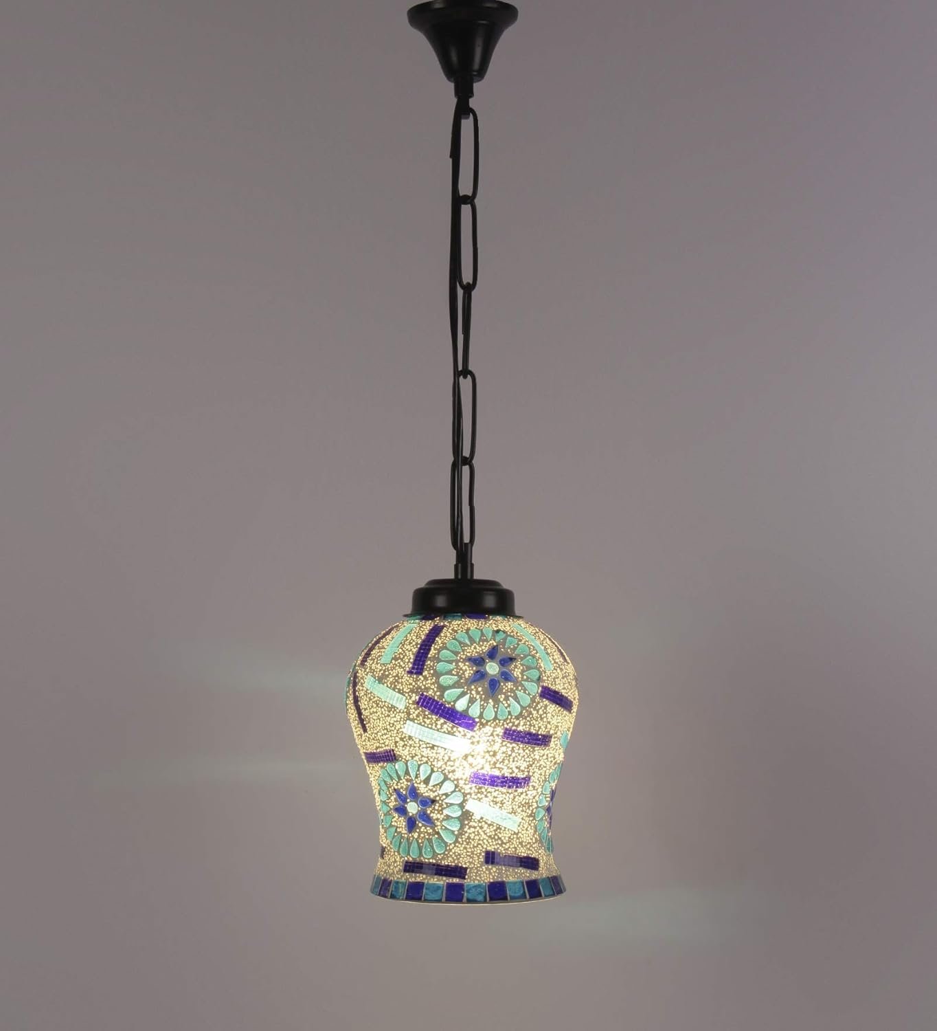 Multicolor Mosaic Glass Hanging Lamp (Glass,Medium)