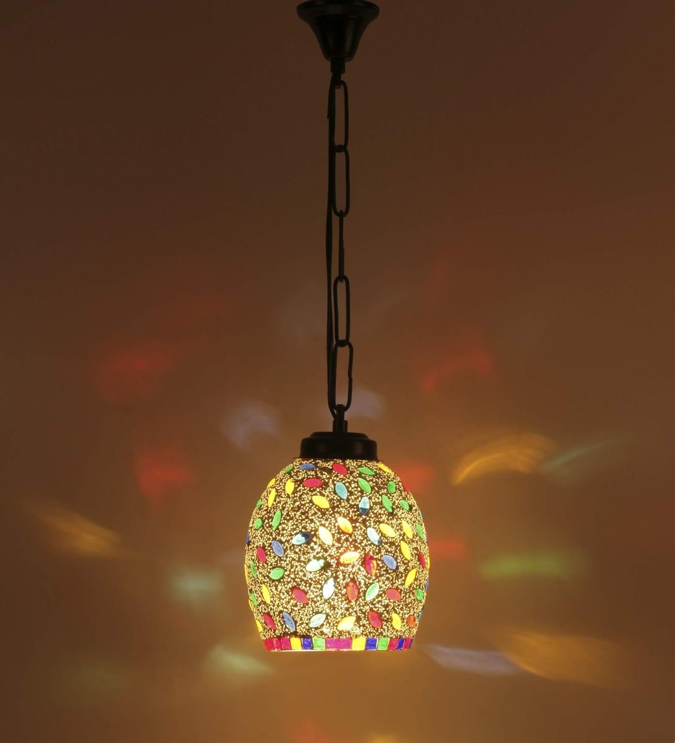 Multicolor Mosaic Glass Hanging Lamp (Glass,Medium)