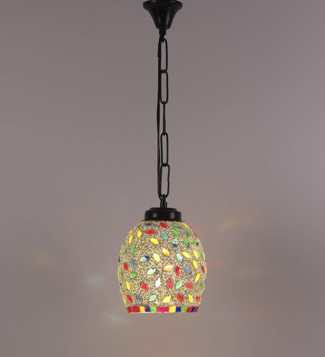 Multicolor Mosaic Glass Hanging Lamp (Glass,Medium)